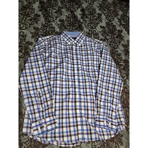 Classic Collection Blue Plaid Large Men's Button‎ Down